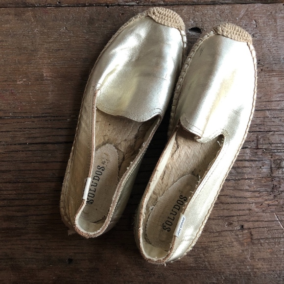 Soludos Metallic Gold Espadrilles 6 - Picture 1 of 8